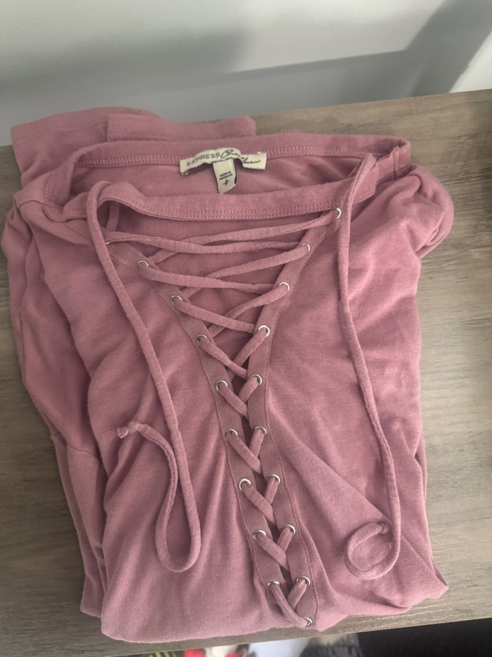 Express One Eleven Lace Up V Neck Top